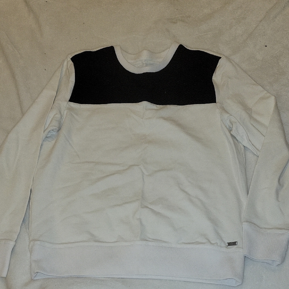G by Guess Men's Black and White Crewneck Sweater